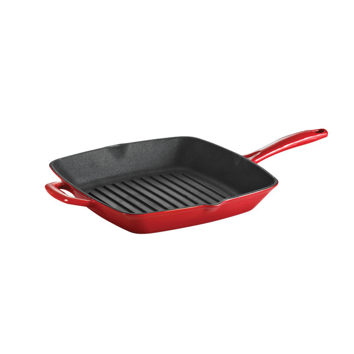 Bestow 11 in Enameled Cast-Iron  Grill Pan - Gradated Red