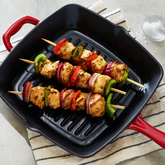 Bestow 11 in Enameled Cast-Iron  Grill Pan - Gradated Red