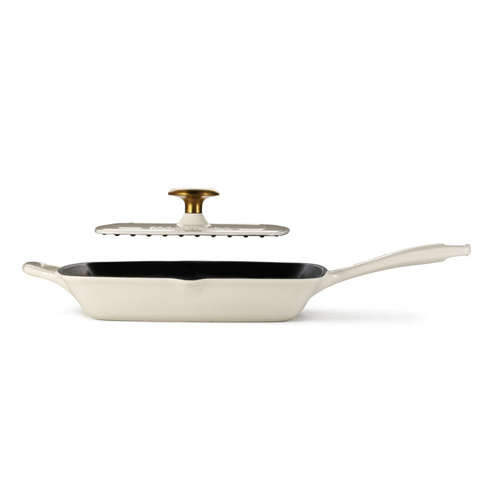 Bestow 11 Inch Enameled Cast-Iron  Grill Pan with Press