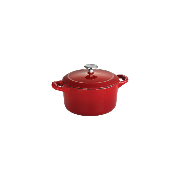 Bestow 24 oz Enameled Cast-Iron  Covered Small Cocotte - Gradated Red