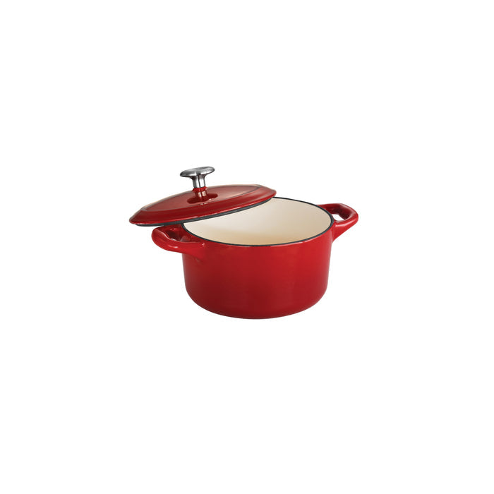 Bestow 24 oz Enameled Cast-Iron  Covered Small Cocotte - Gradated Red