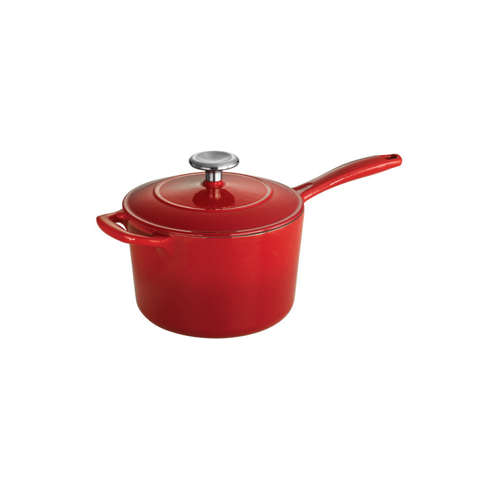 Bestow 2.5 Qt Enameled Cast-Iron  Covered Sauce Pan - Gradated Red