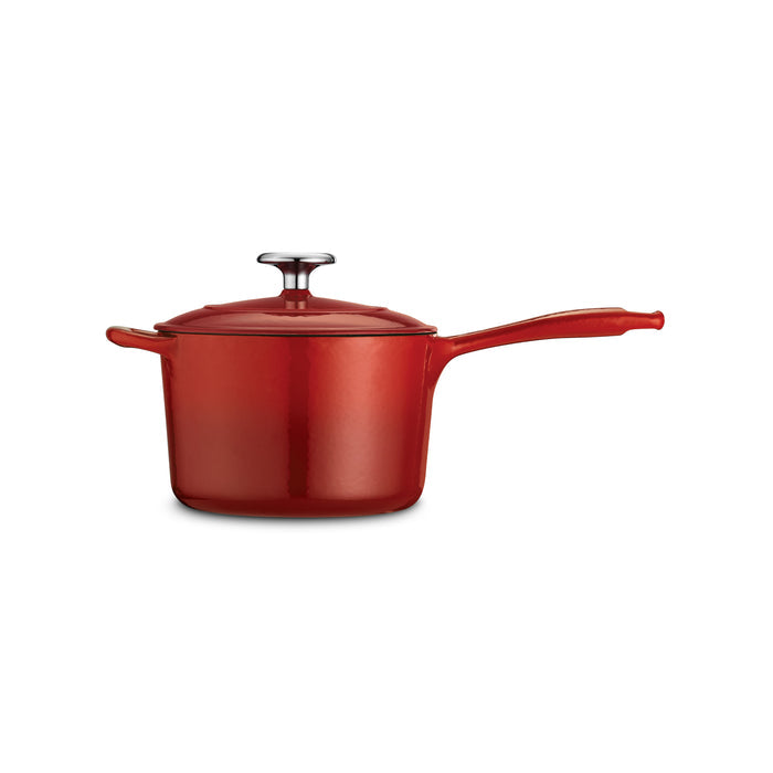 Bestow 2.5 Qt Enameled Cast-Iron  Covered Sauce Pan - Gradated Red