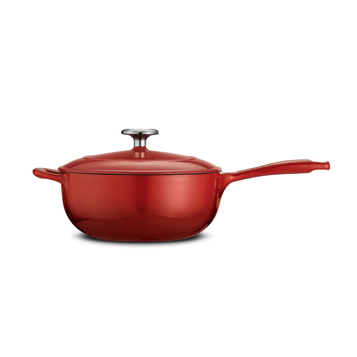 Bestow 3 Qt Enameled Cast-Iron  Covered Saucier - Gradated Red