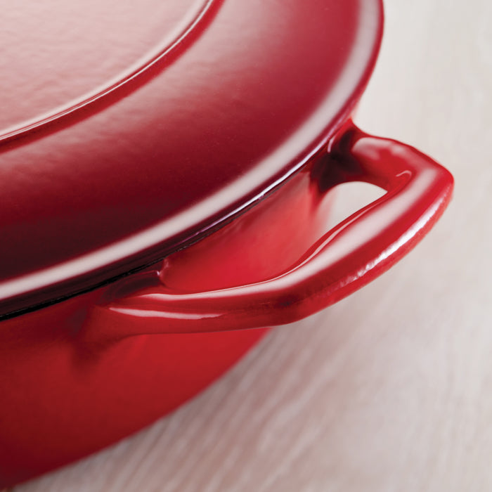 Bestow 3 Qt Enameled Cast-Iron  Covered Saucier - Gradated Red