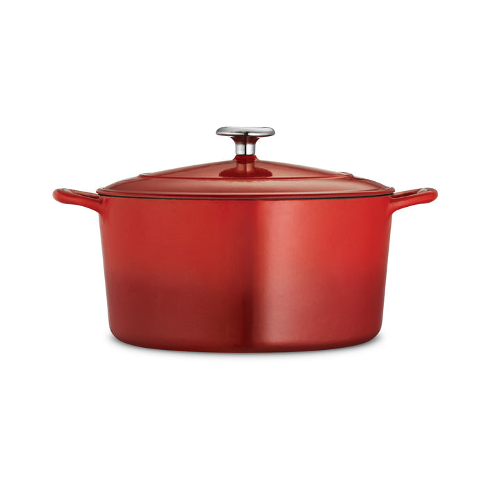 Bestow 6.5 Qt Enameled Cast-Iron  Covered Round Dutch Oven - Gradated Red