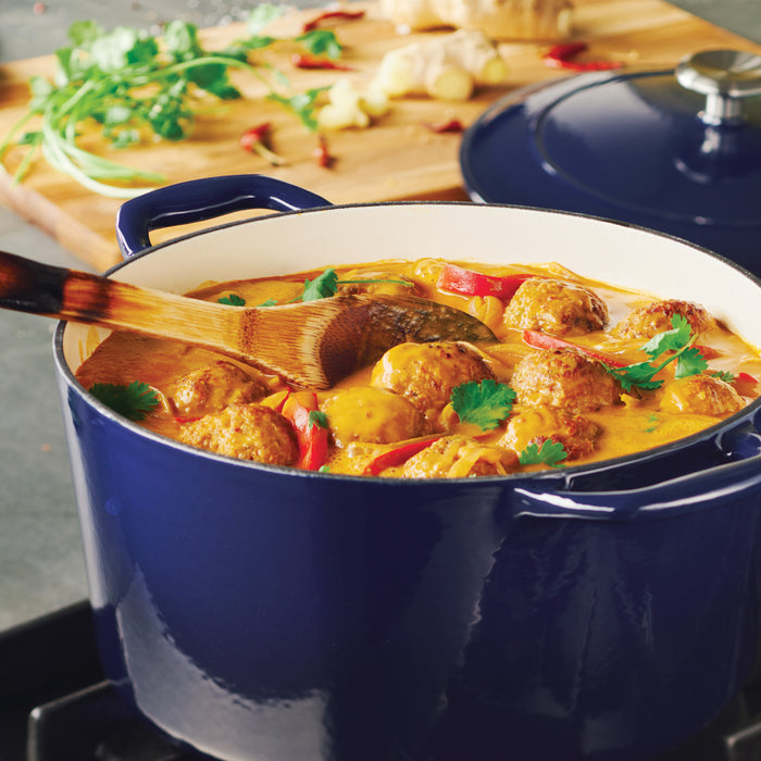 Bestow 6.5 Quart Enameled Cast-Iron  Covered Round Dutch Oven - Gradated Cobalt