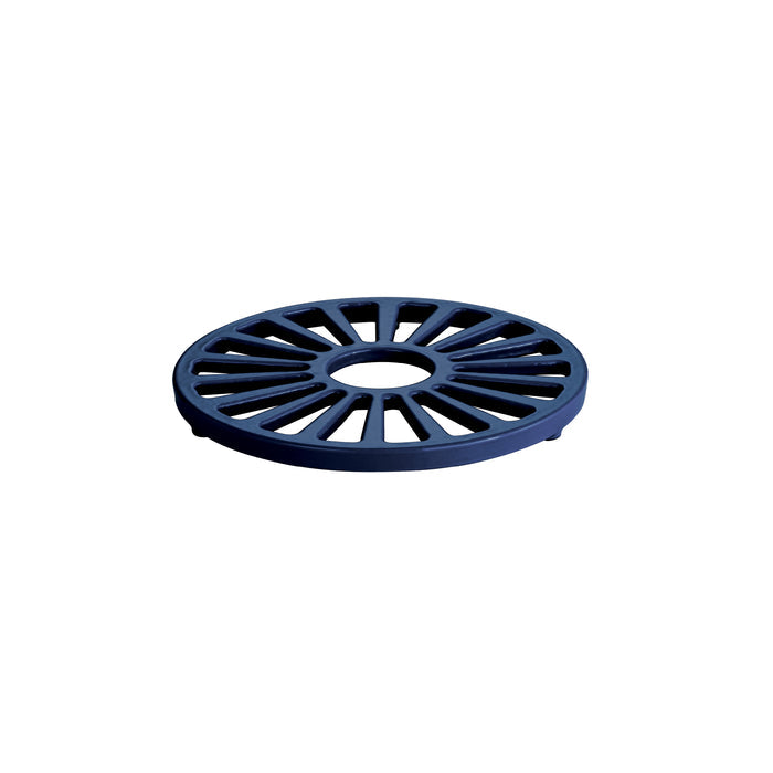 Bestow 7 in Enameled Cast-Iron  Round Trivet - Gradated Cobalt