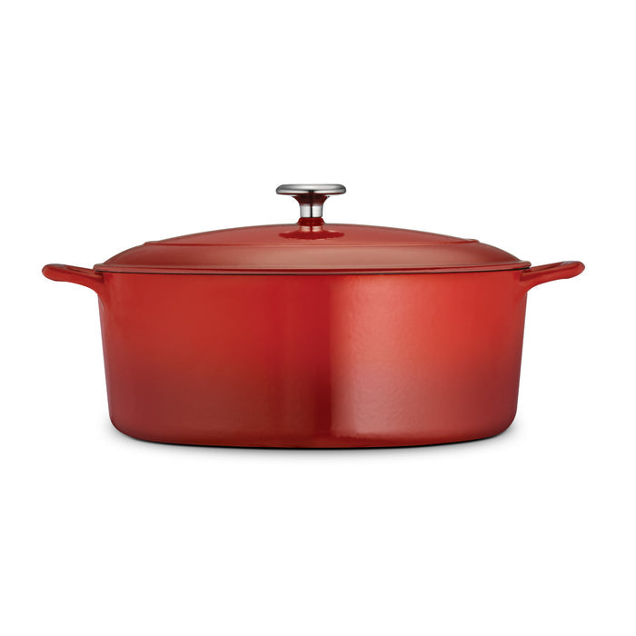 Bestow 7 Qt Enameled Cast-Iron  Covered Oval Dutch Oven - Gradated Red