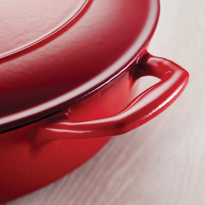 Bestow 7 Qt Enameled Cast-Iron  Covered Oval Dutch Oven - Gradated Red
