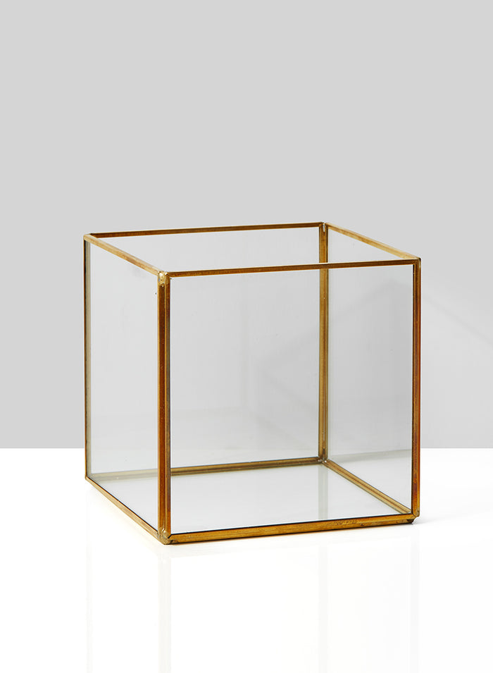 Beveled Glass Gold Square Hurricane Decor Jamali Garden