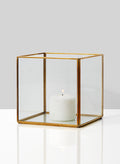 Beveled Glass Gold Square Hurricane Decor Jamali Garden Gold/Clear 5in Tall EACH