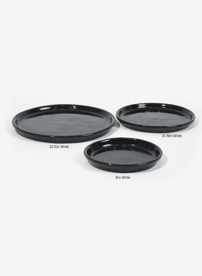 Black Glazed Ceramic Saucers Decor Jamali Garden