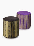 Black, Purple, & Gold Jacquard Poufs Decor Jamali Garden