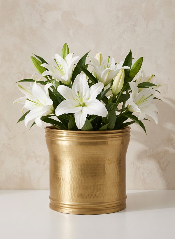 Brass Look Antique Aluminum Planter