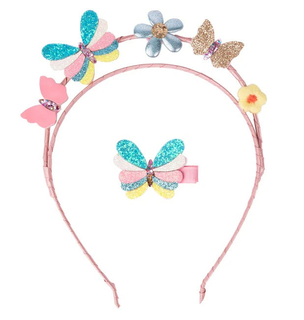 Butterflies for Days Headband & Clip, 2pc
