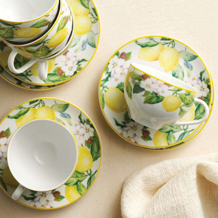 Carmen 8.5 ounce Tea Cup and Saucer 6 Piece Set