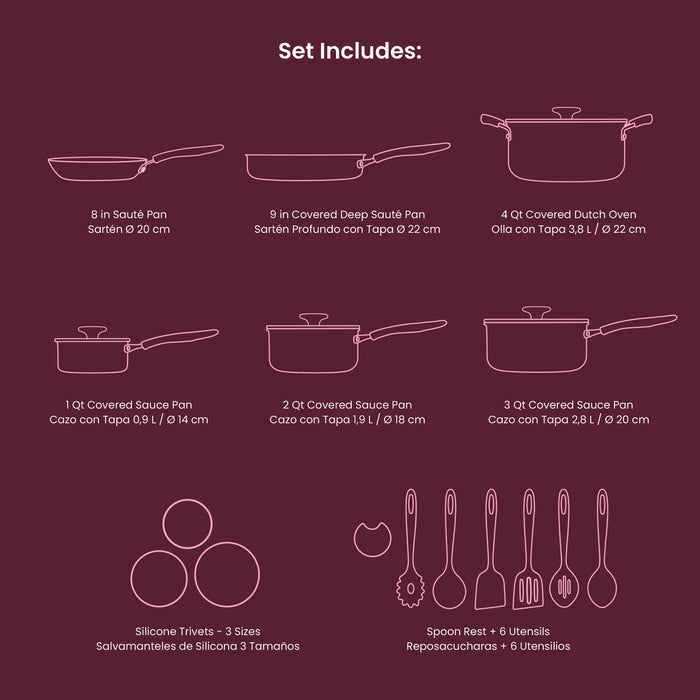 Ceramaware 20 Piece Ceramic Nonstick Cookware Set