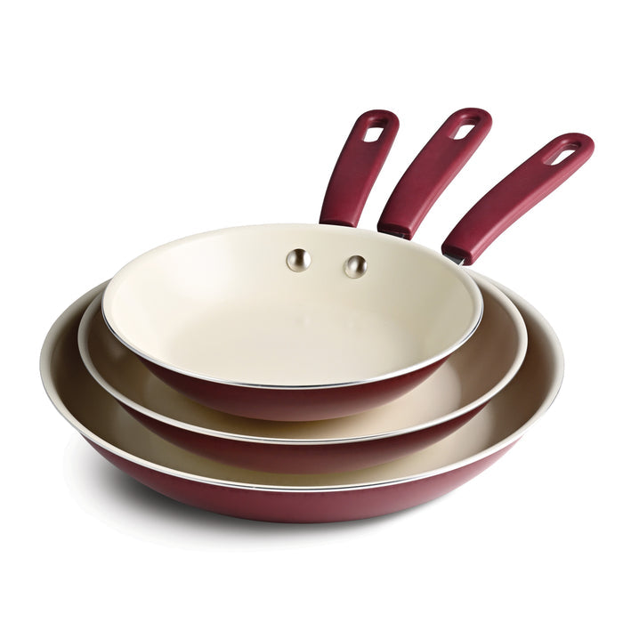 Ceramaware 3 Pack Ceramic Nonstick Fry Pan Set, 8 Inch, 9.5 Inch & 11 Inch
