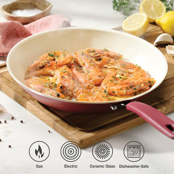 Ceramaware 3 Pack Ceramic Nonstick Fry Pan Set, 8 Inch, 9.5 Inch & 11 Inch