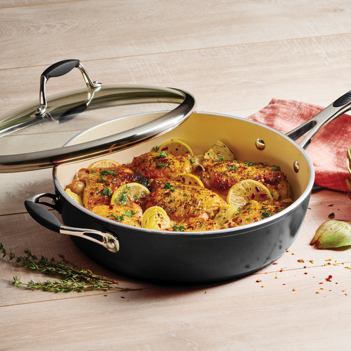 Ceramica Deluxe 11 Inch Ceramic Covered Deep Skillet - Black