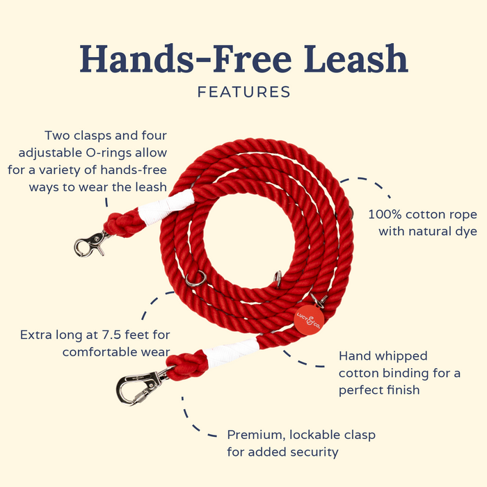 Cherry Red Hands-Free Rope Leash