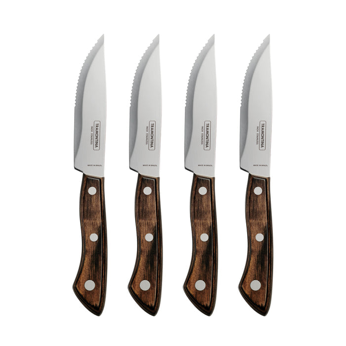 Churrasco BBQ 4 Piece Porterhouse Steak Knife Set in Wood Gift Box
