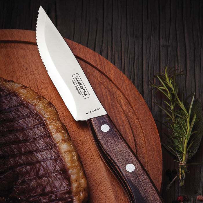 Churrasco BBQ 4 Piece Porterhouse Steak Knife Set in Wood Gift Box