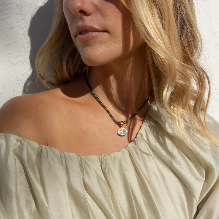Coco Moss Silk Cord Necklace