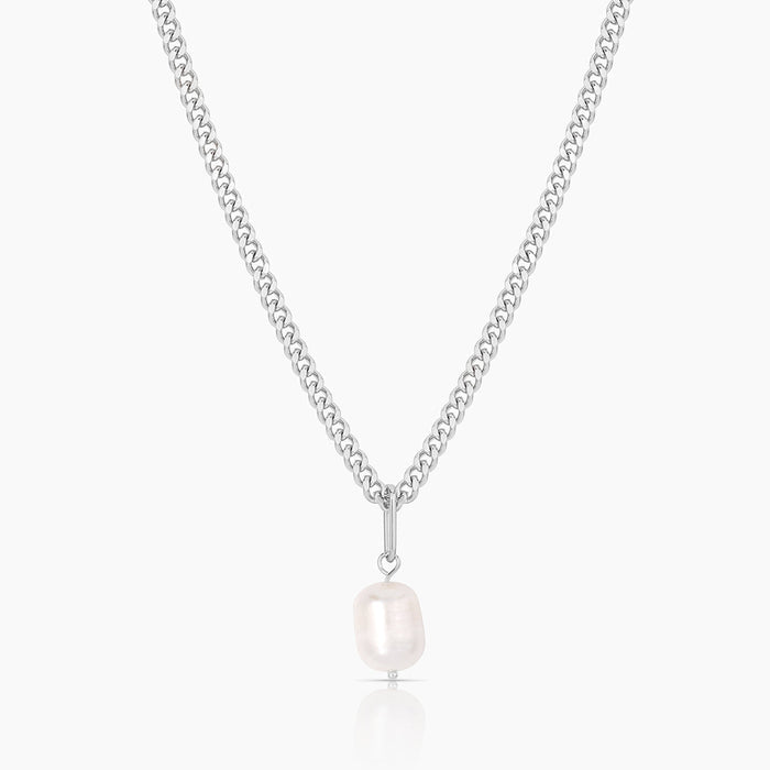 Rhodium Plated / 18" Mini Drew Curb Chain