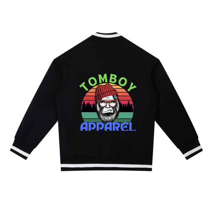 Contrast Piping Zip Bomber Jacket