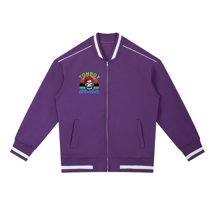 Contrast Piping Zip Bomber Jacket