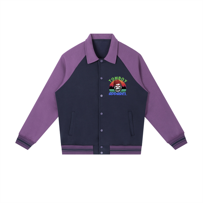 Contrast Raglan Sleeve Baseball Jacket