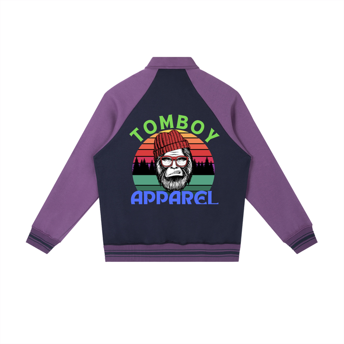 Contrast Raglan Sleeve Baseball Jacket
