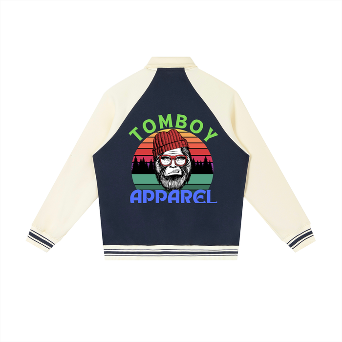 Contrast Raglan Sleeve Baseball Jacket