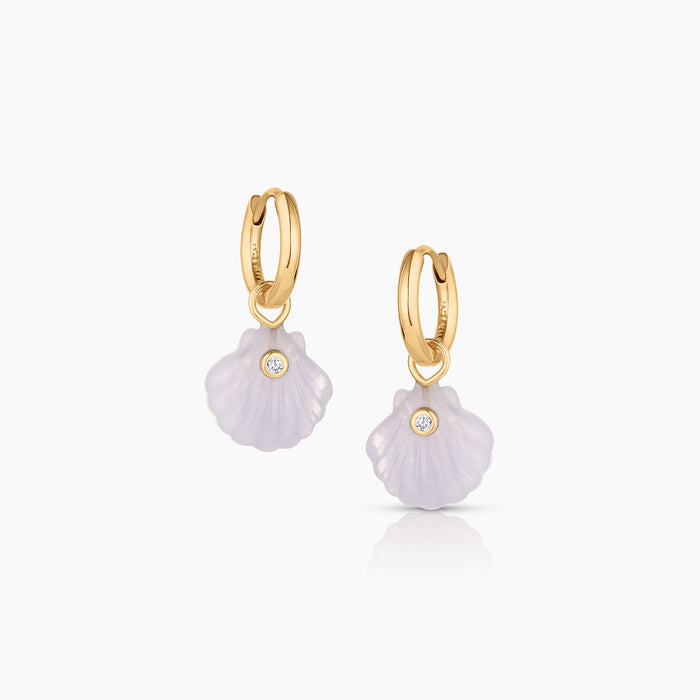 Coquille Blue Lace Shell Hoop Earrings