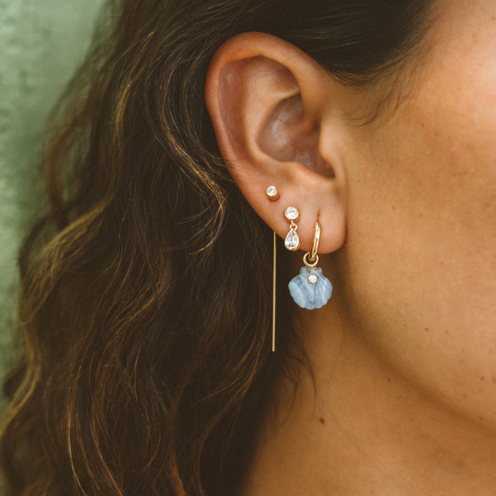 Coquille Blue Lace Shell Hoop Earrings