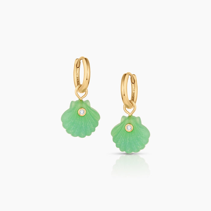 Coquille Chrysoprase Shell Hoop Earrings
