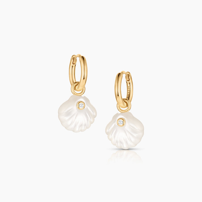 Coquille Mother Of Pearl Shell Hoop Earrings