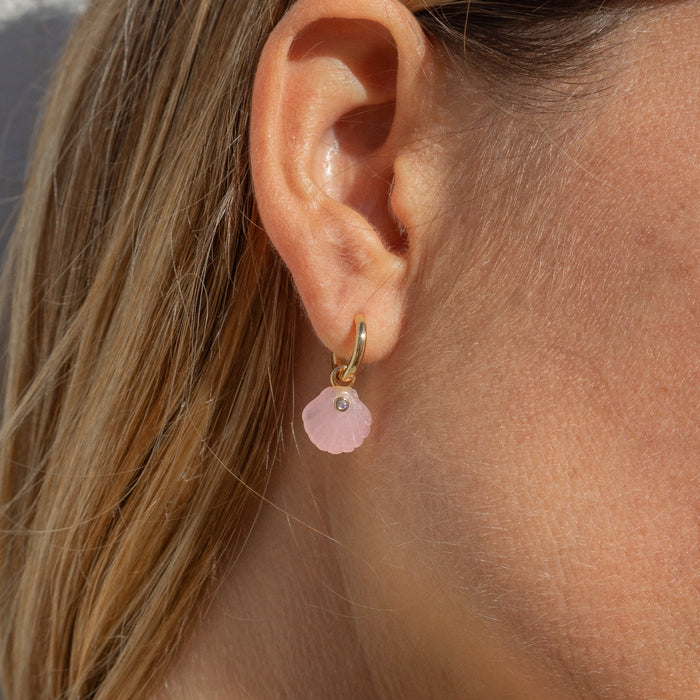 Coquille Pink Jade Shell Hoop Earrings