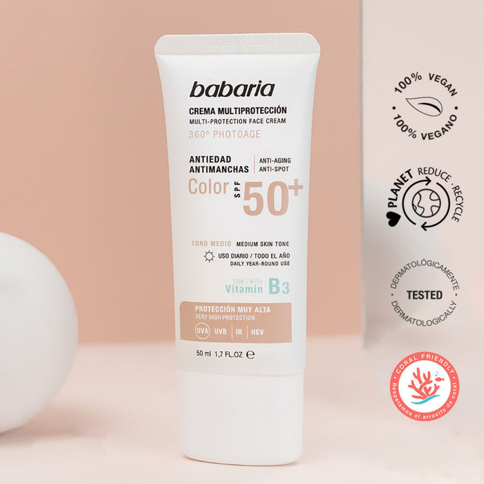 Crema Facial Babaria Spf50 Con Color X 50Ml