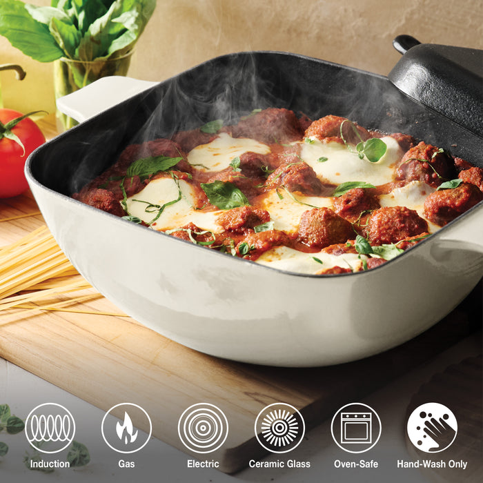Cultura 6.5 Quart Enameled Cast Iron Multi-Cooker with Reversible Lid
