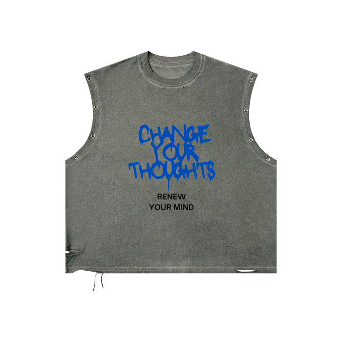 Distressed Grommet Eyelet Tank Top