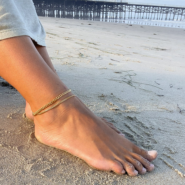Drew Silver Curb Anklet