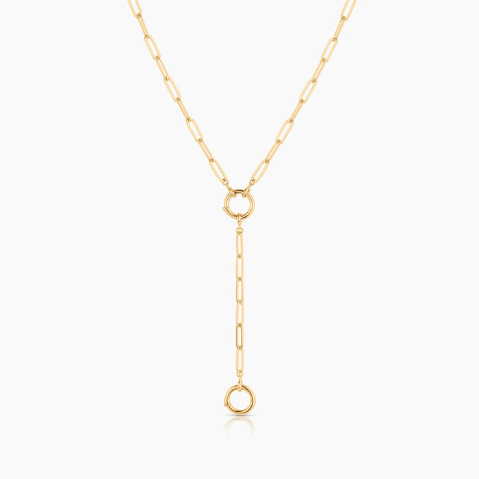 Finn Paperclip Charm Lariat Necklace