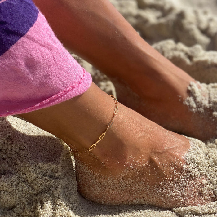 Finn Silver Paperclip Anklet