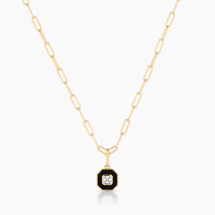 Florence Black Enamel Necklace