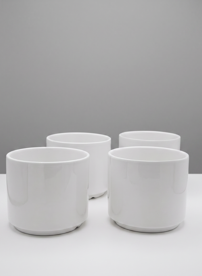 4in Tall Florist Choice Gloss White Cylinder, Set of 4 Decor Jamali Garden