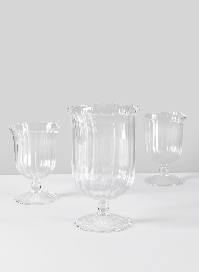 Fluted Designer Glass Urns, Set of 3 Decor Jamali Garden