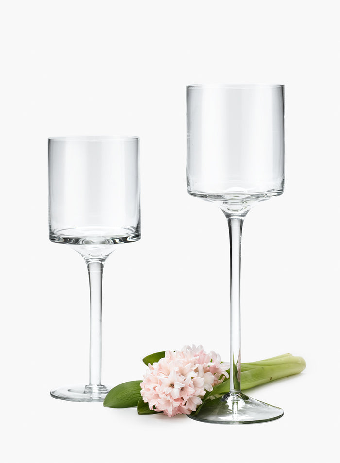 Footed Glass Candle Holders Decor Jamali Garden